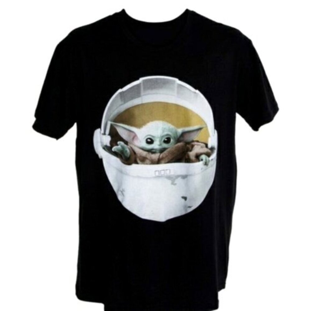 MANDALORIAN STAR WARS Mens T-Shirt Small The Child‎ Black Graphic Disney Solo